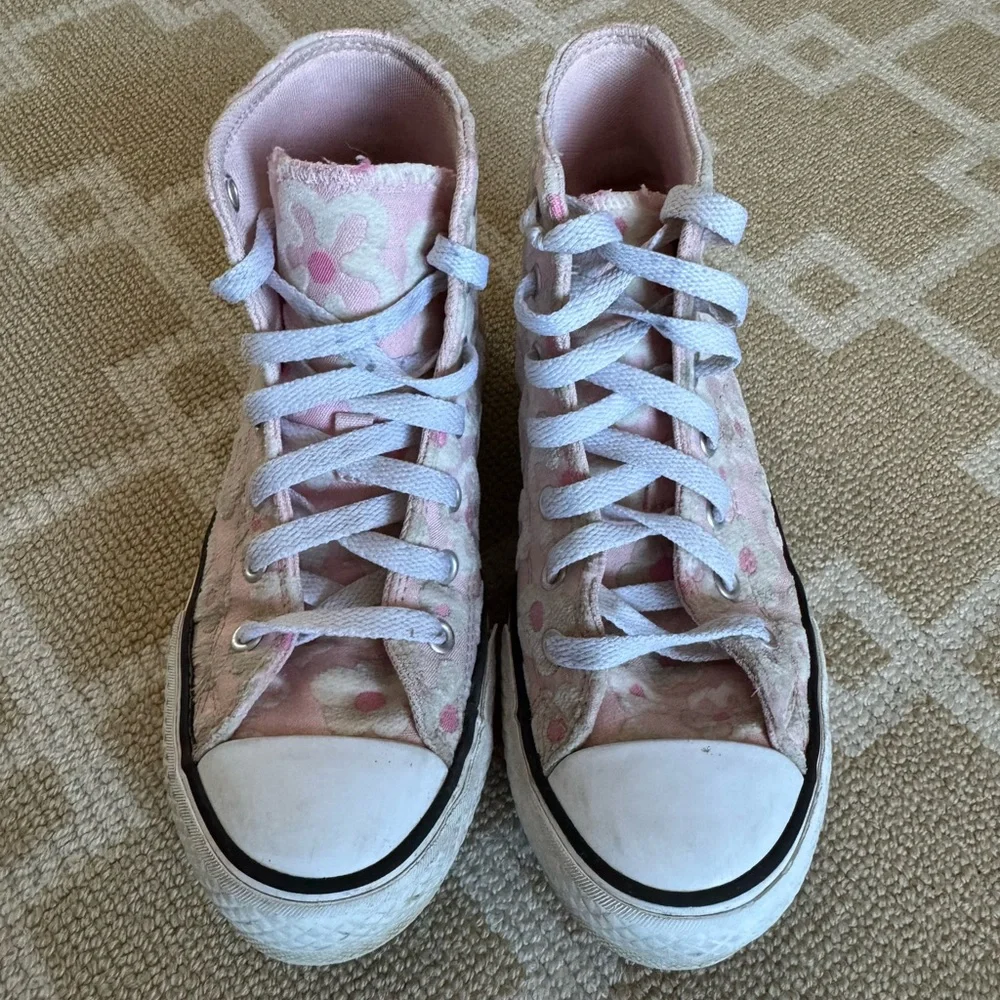 Converse Chuck Taylor All Star High Top Sneakers Pink Floral Girls Size 3